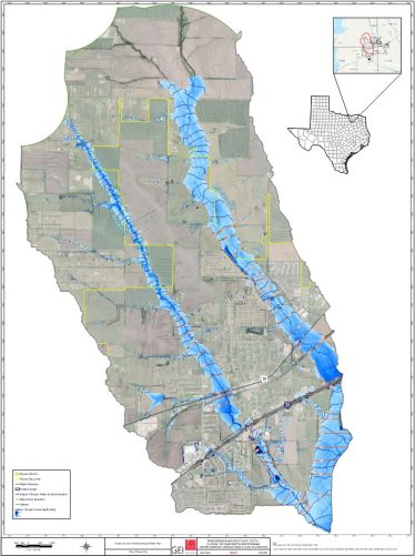 Figure demonstrating flood depth in Royse City, Texas